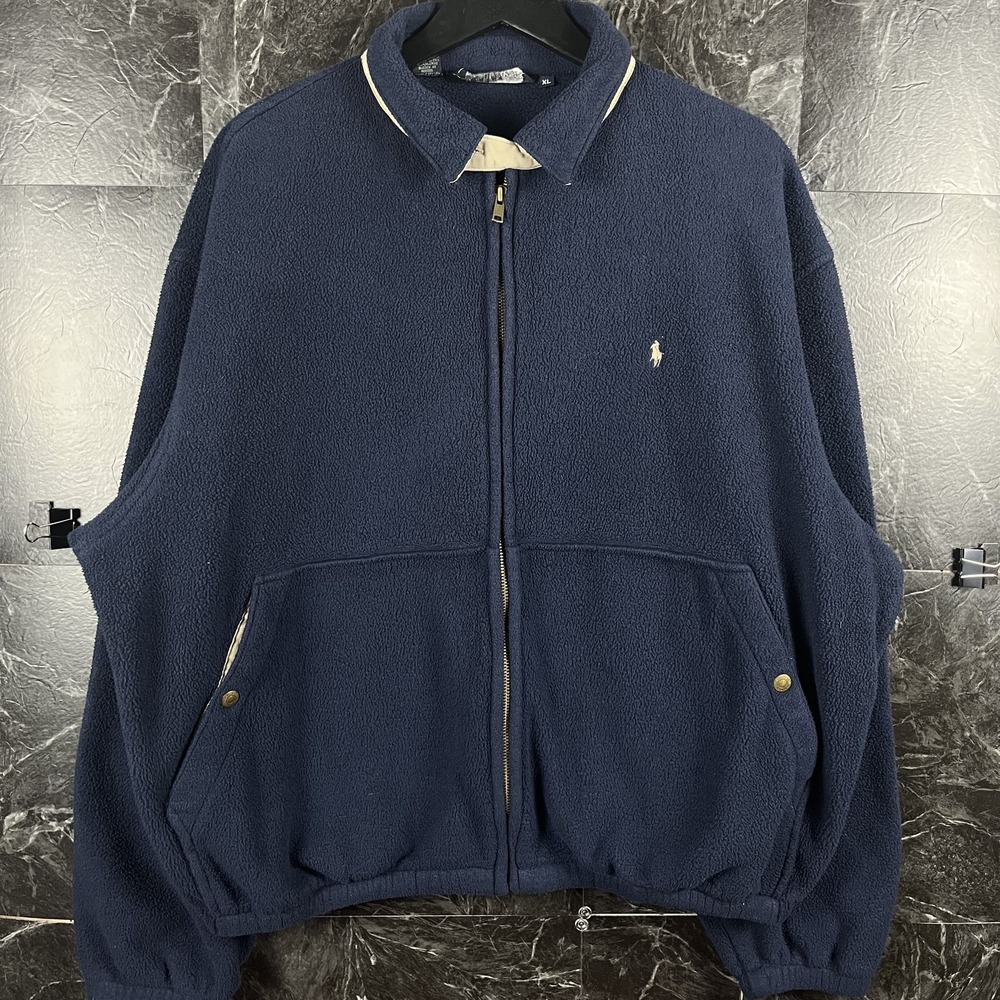 Polo Ralph Lauren Men's Blue Vtg Fleece Harrington Jacket XL